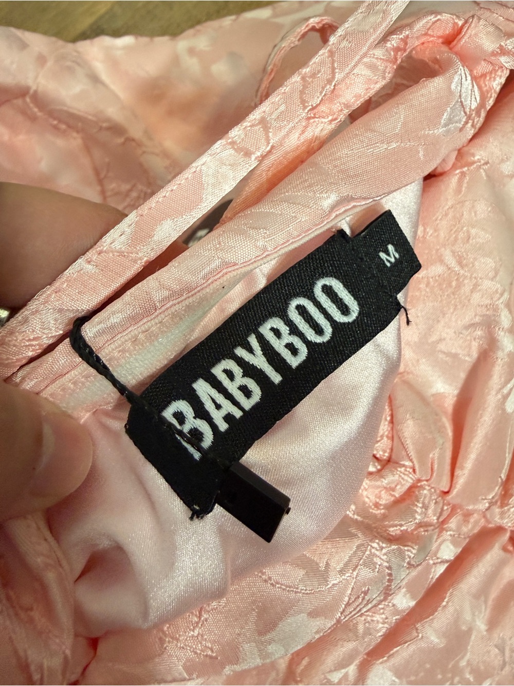 NWT Babyboo Raquel Mini Dress Pink Off the Shoulder Bow Coquette Feminine Soft M - Picture 7 of 10